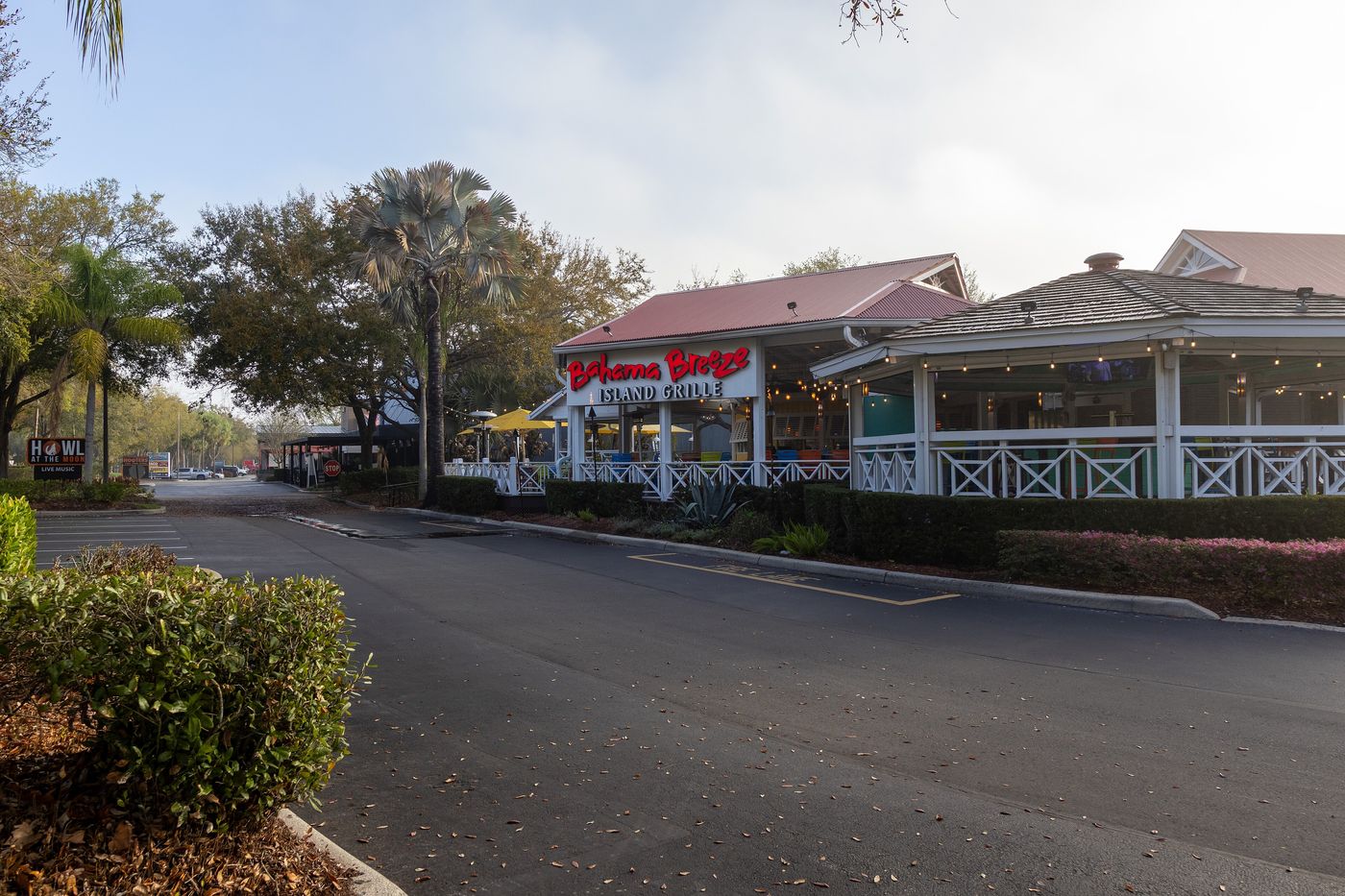 A restaurant and car park on International Drive in Orlando.